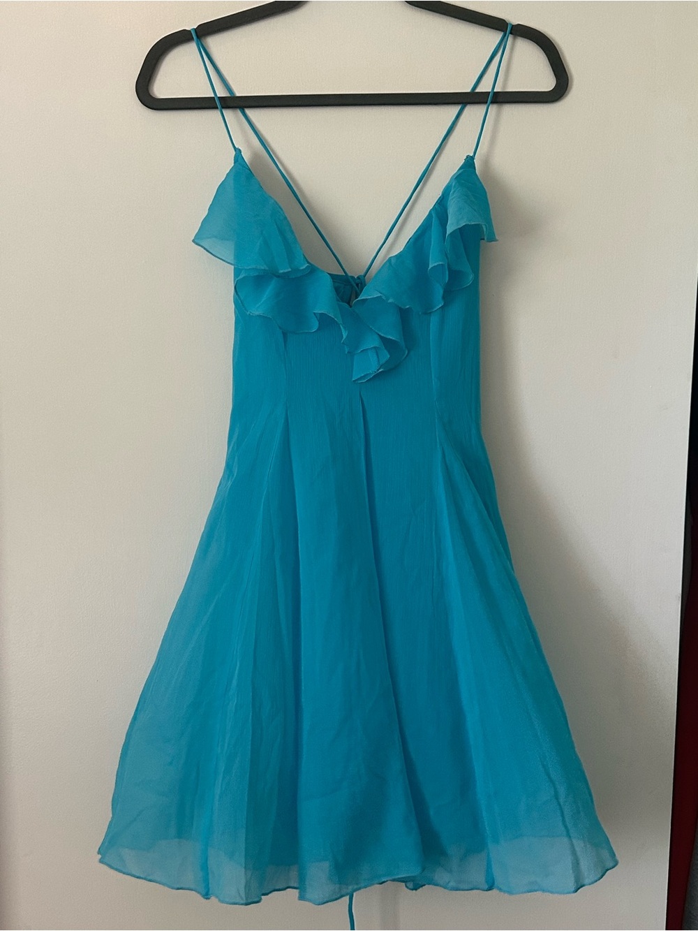 ASOS Teal Ruffle-Front Spaghetti Strap Mini Dress